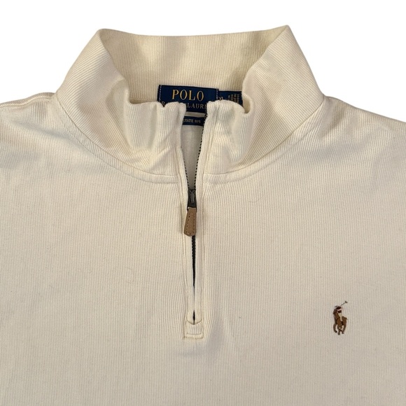 Polo Ralph Lauren Estate-Rib 1/4 Zip Pullover Parchment Cream 100% Cotton XL - Picture 3 of 12
